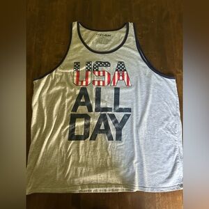 Mens 2XL Tank Top Patriotic America USA Merica Patriot Beach Party Flag 🇺🇸🇺🇸